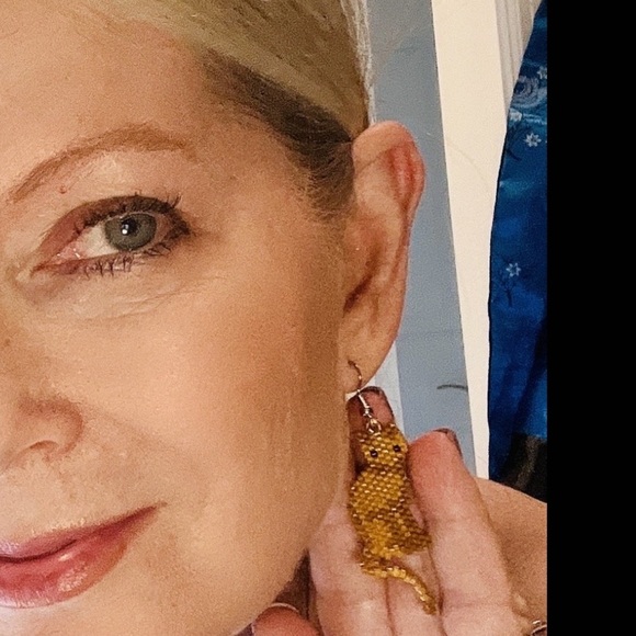 Handwoven Orange Tabby Cat Earrings - Unique Marmalade Cat Portrait Gift for Her - Picture 6 of 7